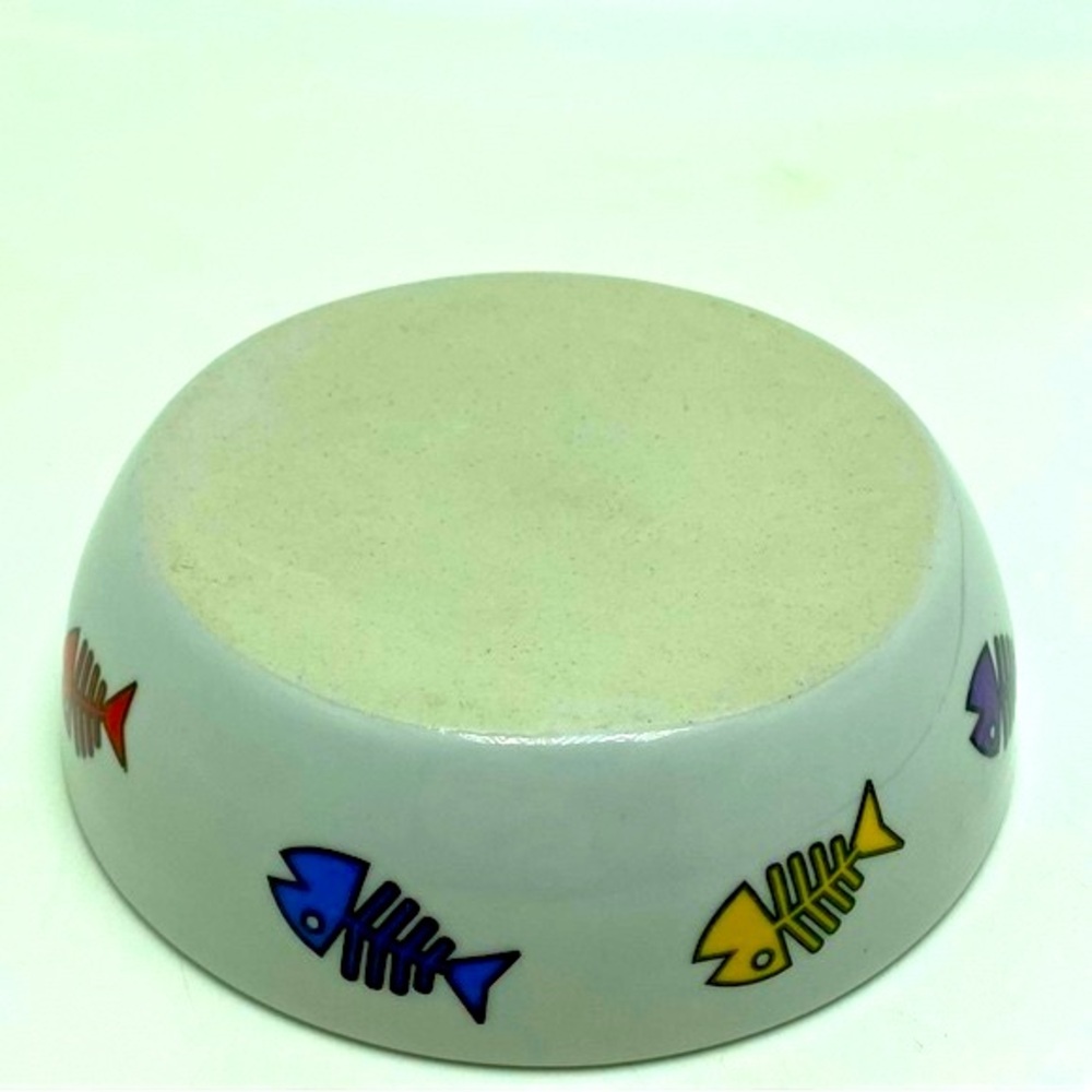 Colorful Fish Ceramic Cat Dish - Picture 2 of 3